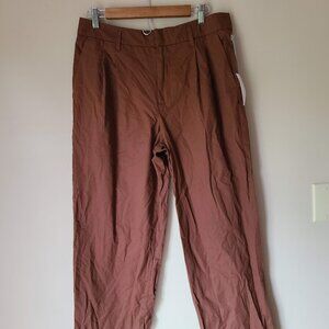A New Day Straight High Rise Relaxed Hip & Thigh Cotton Pants, 10R, Brown